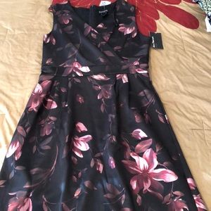 High-low dress with metallic floral print